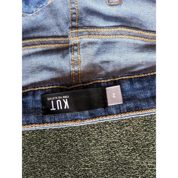 Kut from the Kloth Jeans Women 2 Blue Stretch Stella High Rise Flared Frayed Hem - Picture 3 of 14